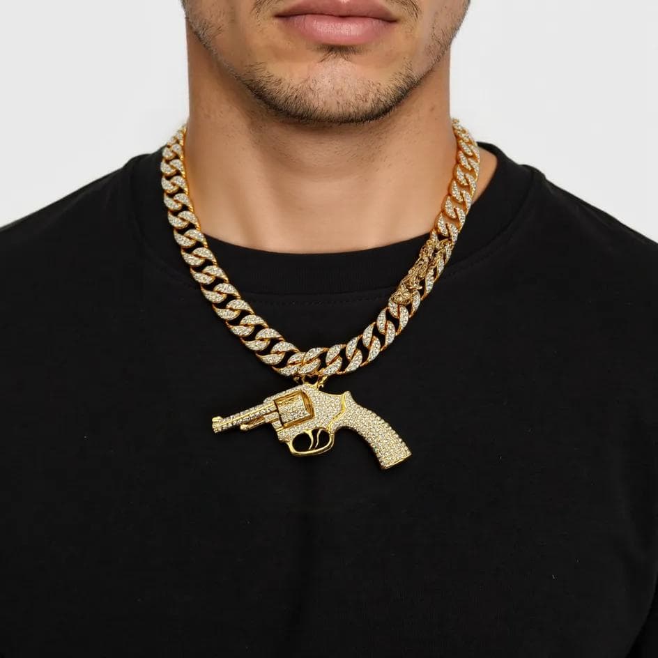 Gun Pendant and Chain 20"