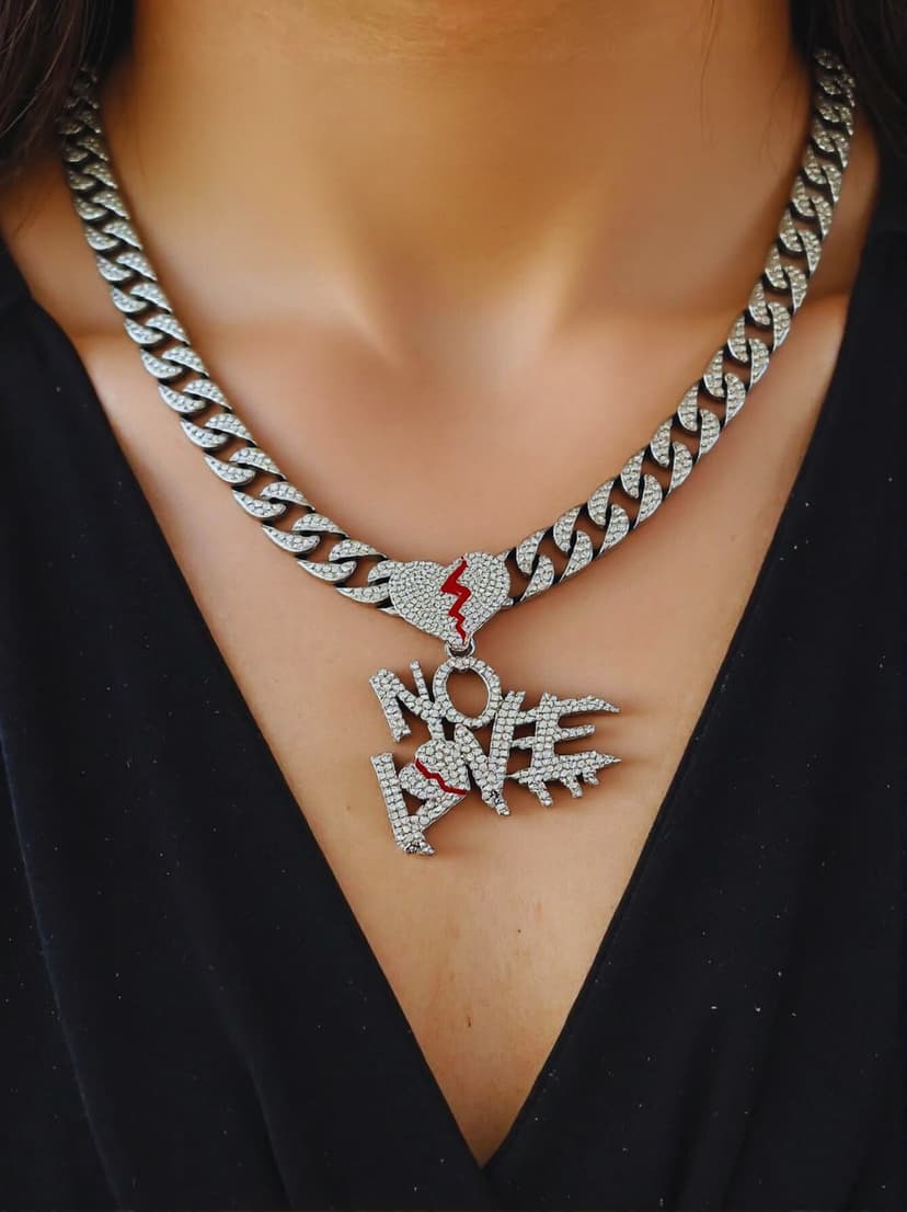 "no love" pendant & chain 20"