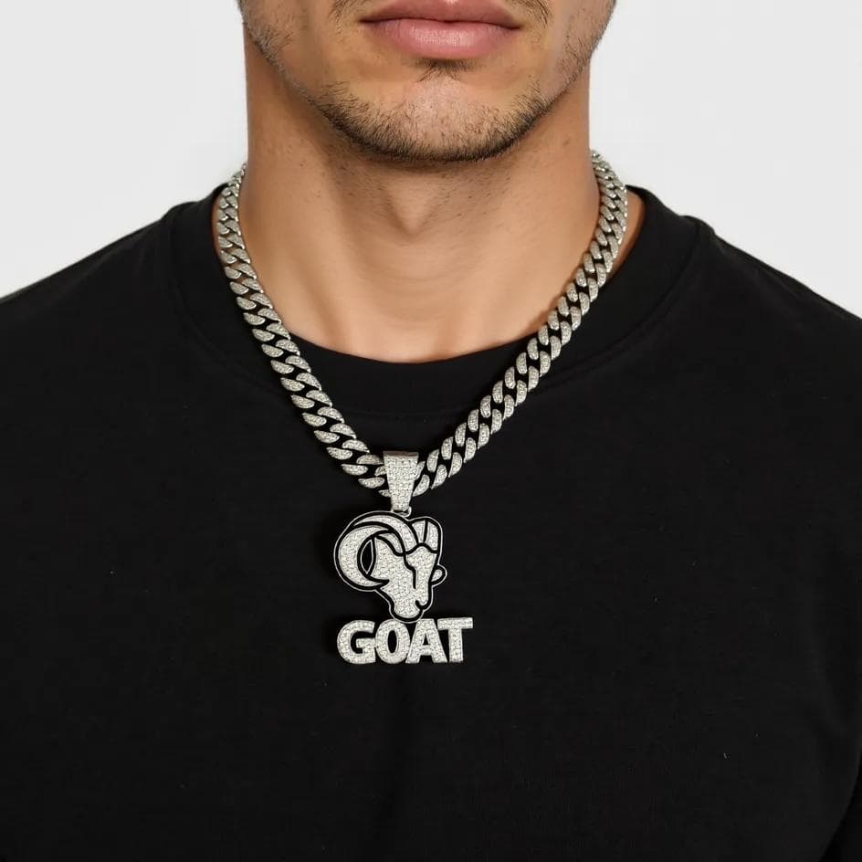 Iced Out “GOAT” Pendant & Chain 20"
