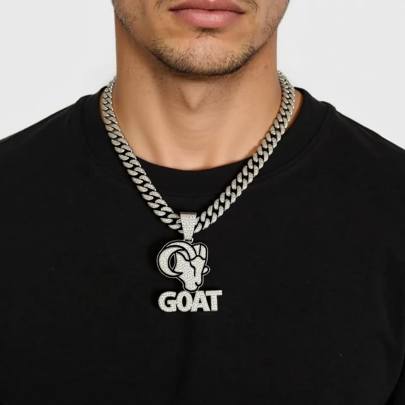 Iced out "goat" pendant & chain 20"